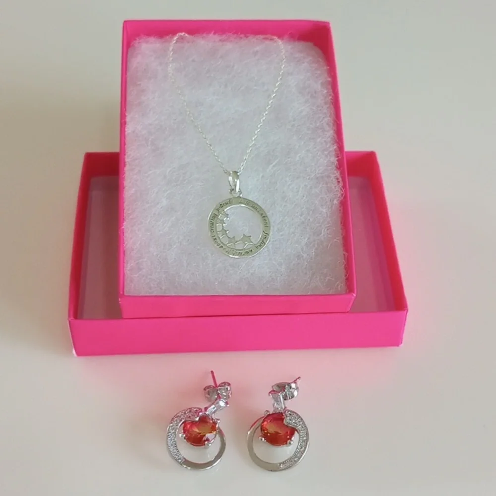 NEW 925 Sterling Silver Necklace and Zirconia Earrings - Picture 6 of 6